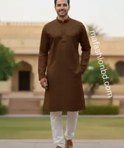 Premium Coffee Brown Jacquard Panjabi for Men