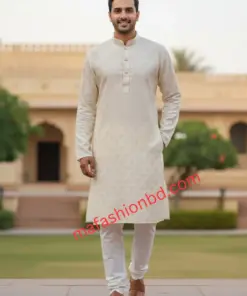 Elegant Off-White Luxury Jacquard Panjabi