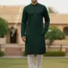 Premium Dark Green Cotton Panjabi for Men