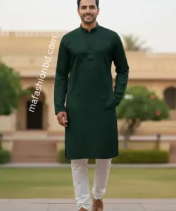 Premium Dark Green Cotton Panjabi for Men