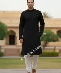 Exclusive Semi-Formal Black Jacquard Panjabi